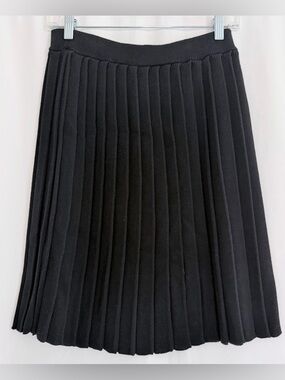 Delia McKain Black Pleated Sweater Skirt Size M Preppy Dark Academia Knit